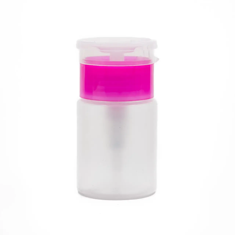 Баночка -помпа пластикова з рожевою кришкою 60 мл