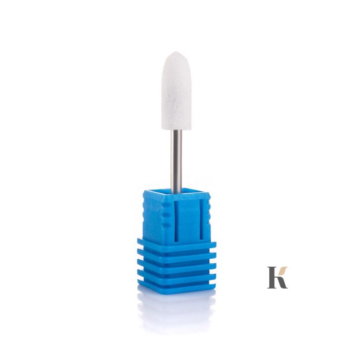 Фреза корундовая "Пуля, большая удлиненная" - диаметр 6,0 мм,  белая	, для кутикулы, для педикюра, Пуля, Корундовая, 6 мм
