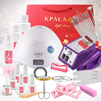 Купити Стартовий набір для манікюру з лампою та фрезером Oh La Lac (лампа Sun 5 48 вт, фрезер Lina 20000 об) , ціна 1 029 грн, фото 1