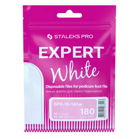 Купити Змінні файли білі для педикюрної тертки 180 грит STALEKS PRO EXPERT 10 30 шт DFE-10-180w , ціна 145 грн, фото 1