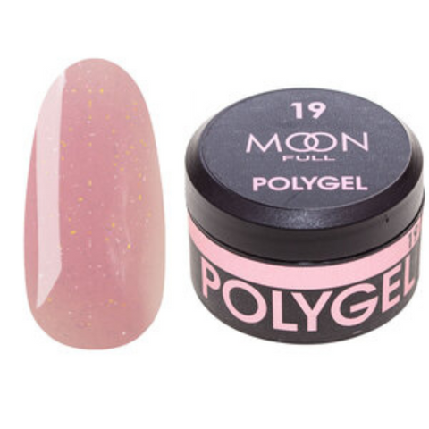 Полигель Moon Full Poly Gel №19, 15 мл Насыщенно-розовый с шиммером , 15 мл, шиммер/микроблеск