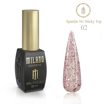 Купити Топ для гель-лаку Milano Sparkle No sticky Top Gel №02 (10 мл, без липкого шару, напівпрозорий, з каміфубуками) , ціна 165 грн, фото 1