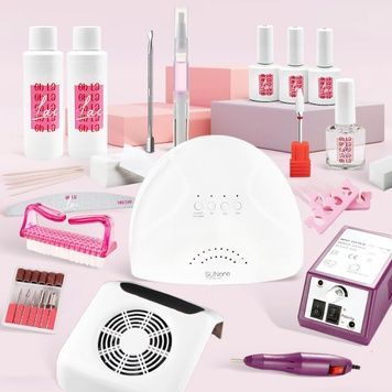 Купити Стартовий набір для манікюру з лампою, фрезером і витяжкою Starter manicure kit Oh La Lac with lamp Sun One & Manicure Nail Drill Lina 2000 , ціна 1 299 грн, фото 1