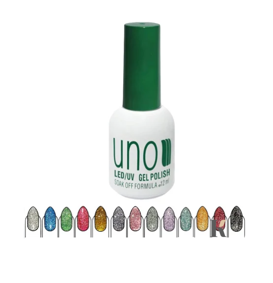 Купить Светоотражающий гель-лак UNO Disco Gel №09 (пурпурный с блестками, 12 мл) , цена 122 грн, фото 2