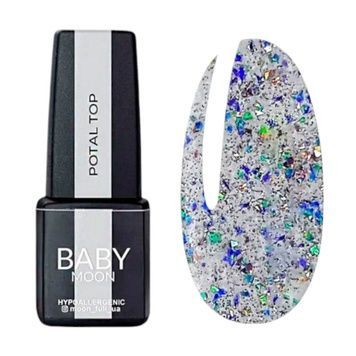Купить Топ без липкого слоя BABY MOON Potal Top №01 (6 мл, с разноцветной поталью) , цена 110 грн, фото 1