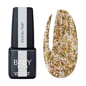 Купить Топ без липкого слоя BABY MOON Potal Top №02 (6 мл, с золотисто-зеленой поталью) , цена 110 грн, фото 1