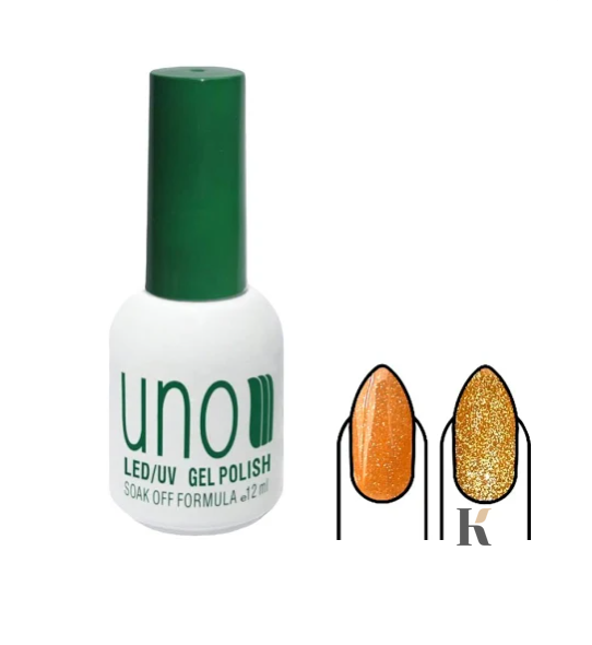 Купить Светоотражающий гель-лак UNO Disco Gel №11 (оранжевый с блестками, 12 мл) , цена 122 грн, фото 1