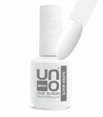 Купити Кольоровий гель-лак UNO Super White (супербілий, високопігментований, 15 мл) , ціна 164 грн, фото 1