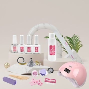 Купити Набір для гель-лаку Oh La Lac з UV/LED лампой SUN 5 (колір рожевий) , ціна 499 грн, фото 1
