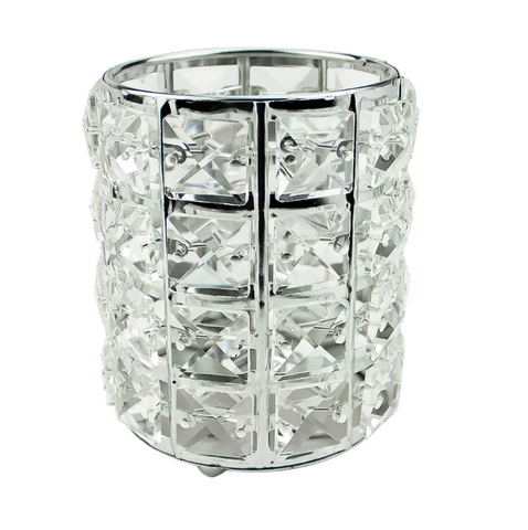 Купити Підставка-склянка для кистей, пилок «Silver» (металева, з камінням) , ціна 225 грн в магазині Qrasa.ua