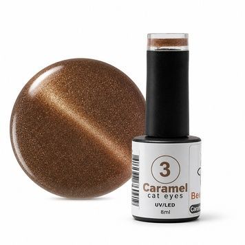 Гель-лак Bee Nails Caramel Cat Eyes 3, 8мл, Caramel Cat Eyes, 8 мл, Котяче око