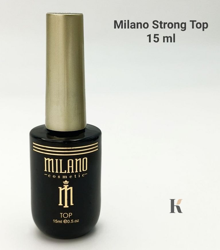 Купити Топ для гель-лаку Milano Top Strong – для «мокрого» блиску (15 мл, що не дряпається, без липкого шару) , ціна 195 грн, фото 1