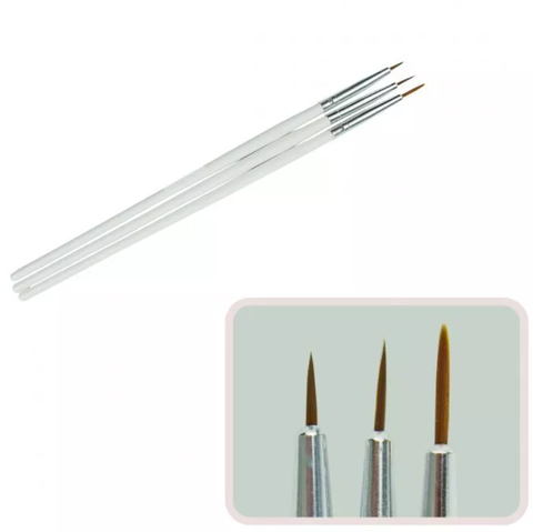 Купити Набір кистей для малювання на нігтях з білою ручкою, 3 штуки , ціна 84 грн в магазині Qrasa.ua
