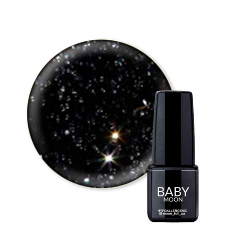 Гель-лак BABY Moon Dance Diamond №001 черно-зеленый с серебристым шиммером, Baby Moon, 6 мл, шиммер/микроблеск