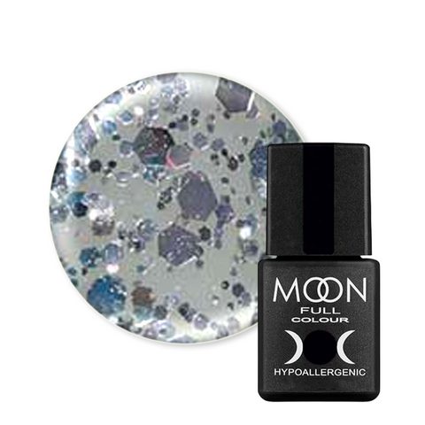Гель-лак Moon Full Color Classic №327 (серебряный глиттер на полупрозрачной основе), Classic, 8 мл, шиммер/микроблеск