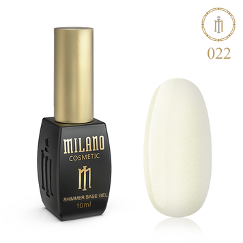 Купити Кольорова база для гель-лаку Milano Shimmer Base Gel 022 (10 мл, із шиммером, блідо-жовта) , ціна 140 грн, фото 1