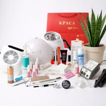 Купити Стартовий набір Premium для наращування Oh La Lac з лампою UV / LED SUNone (48w), фрезером Lina Mersedes, витяжкою  , ціна 2 259 грн, фото 1