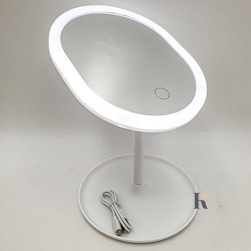 Купити Дзеркало овальне з LED підсвічуванням для макіяжу (Білий) (W-37) , ціна 191 грн, фото 4