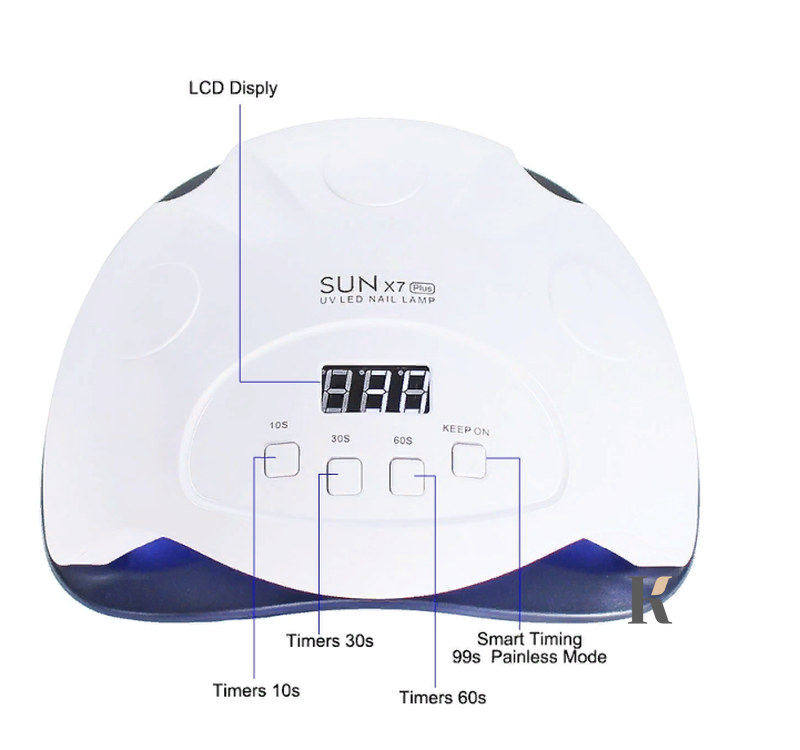 Купити УФ LED лампа для манікюру SUN X7 PLUS 90 Вт (з дисплеєм, таймер 10, 30 та 60 сек) , ціна 567 грн, фото 4