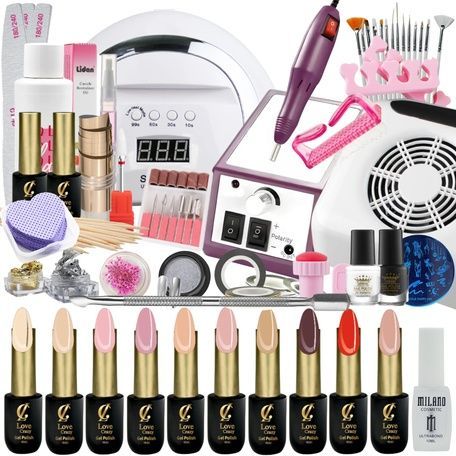 Купить Стартовый набор для маникюра с 10 гель-лаками с лампой UV/LED SUN R1, фрезером LINA 2000, вытяжкой DC-001A , цена 1 870 грн, фото 1