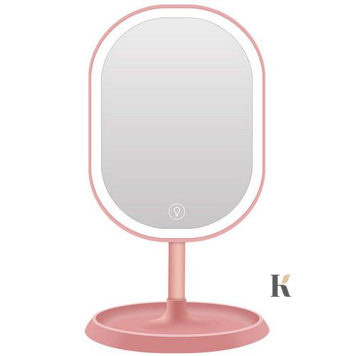 Купити Дзеркало овальне з LED підсвічуванням для макіяжу (Рожевий) (W-38) , ціна 191 грн, фото 1