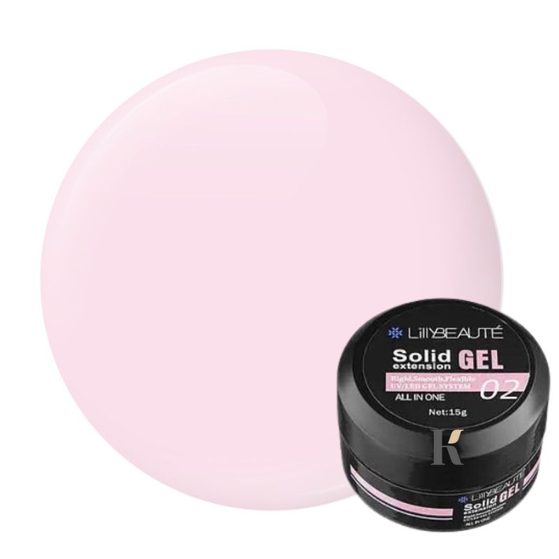 Купити Твердий гель для нарощування Lilly Beaute Solid Gel No02 ніжно-рожевий 15 г , ціна 199 грн, фото 1