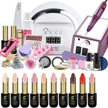 Купить Стартовый набор для маникюра с 10 гель-лаками с лампой UV/LED SUN R1 и фрезером LINA 2000 , цена 1 190 грн, фото 1