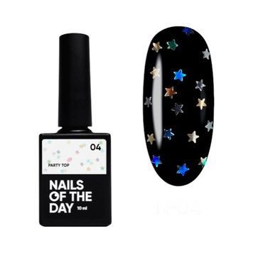 Купить Топ без липкого слоя с камифубуками NAILSOFTHEDAY Top Party №04 (10 мл, с голографическими звездочками) , цена 215 грн, фото 1