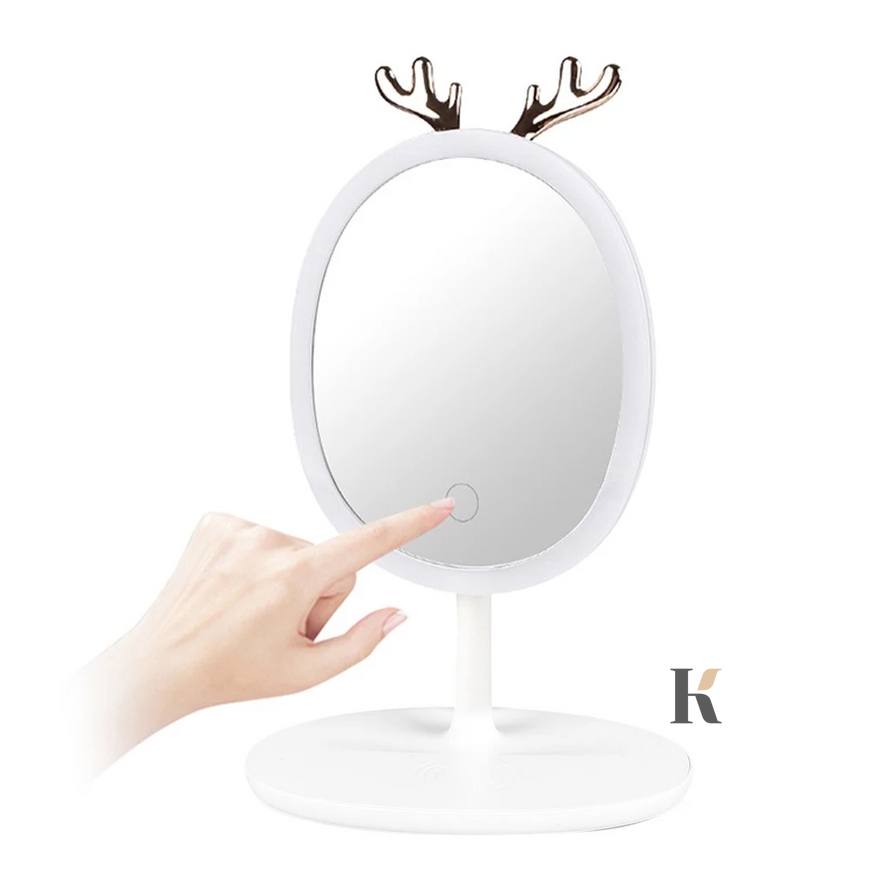 Купити Дзеркало овальне з LED підсвічуванням для макіяжу з тримачем біжутерії (Білий) (W-27) , ціна 310 грн, фото 4