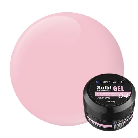 Купити Твердий гель для нарощування Lilly Beaute Solid Gel No04 рожевий 15 г , ціна 199 грн, фото 1