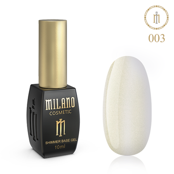 Купити Кольорова база для гель-лаку Milano Shimmer Base Gel 003 (10 мл, із шиммером, блідо-жовта) , ціна 140 грн, фото 1