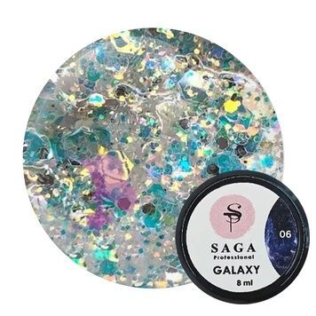 Купити Гель Saga Professional Galaxy glitter №06 (8 мл, прозорий з голографічними золотими блискітками) , ціна 120 грн, фото 1