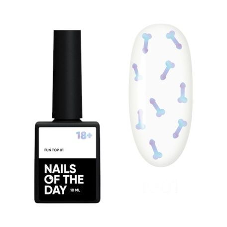 Купити Топ без липкого шару NAILSOFTHEDAY Top FUN №01  (10 мл, з голографічними каміфубуками) , ціна 225 грн, фото 1