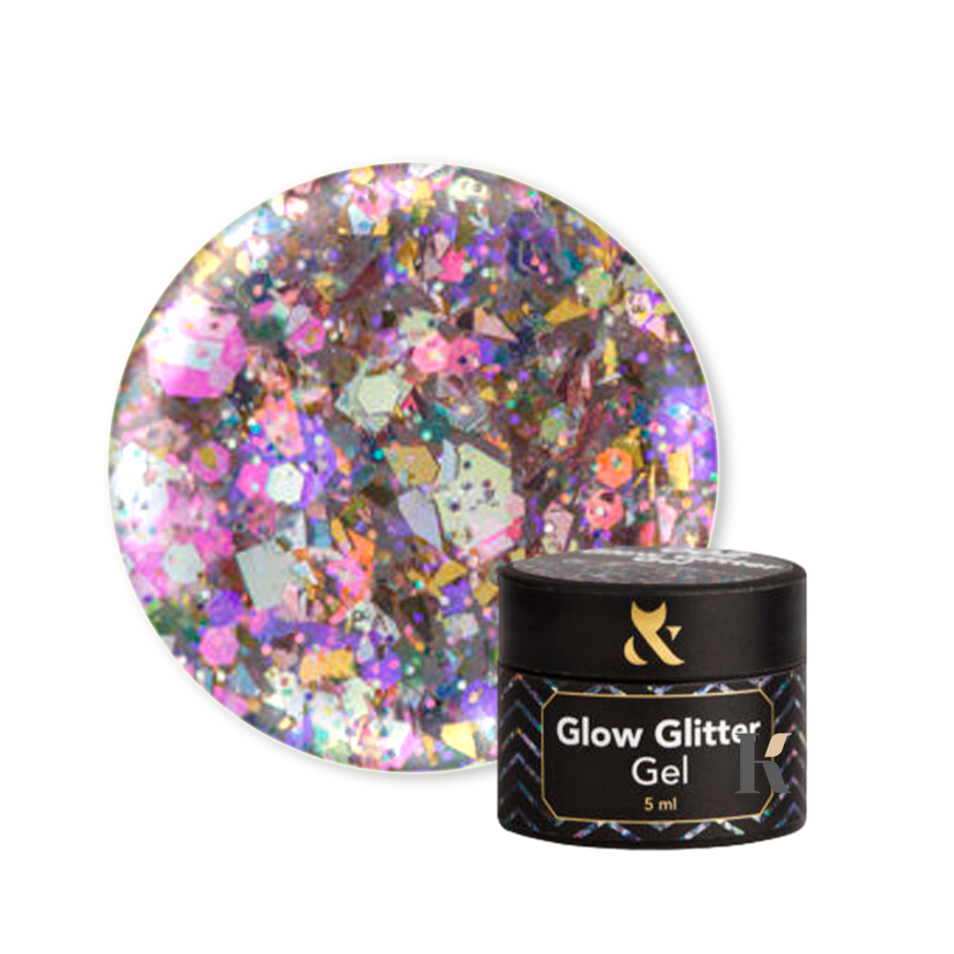 Купить Гель-глиттер для дизайна F.O.X Glow Glitter Gel 007 5мл , цена 135 грн, фото 1