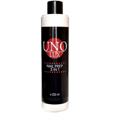 Купити Рідина UNO LUX Nail Prep 3in1 – для знежирення, зняття липкого шару, очищення кистей (250 мл) , ціна 106 грн в магазині Qrasa.ua