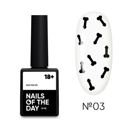 Купити Топ без липкого шару NAILSOFTHEDAY Top FUN №03 (10 мл, з чорними каміфубуками) , ціна 225 грн, фото 1