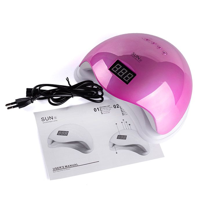 Купити УФ LED лампа для сушки гель-лаку Sun 5 Mirror Pink 48 Вт Дзеркальна Рожева (з дисплеєм, таймер 10, 30, 60 і 99 сек) , ціна 545 грн в магазині Qrasa.ua