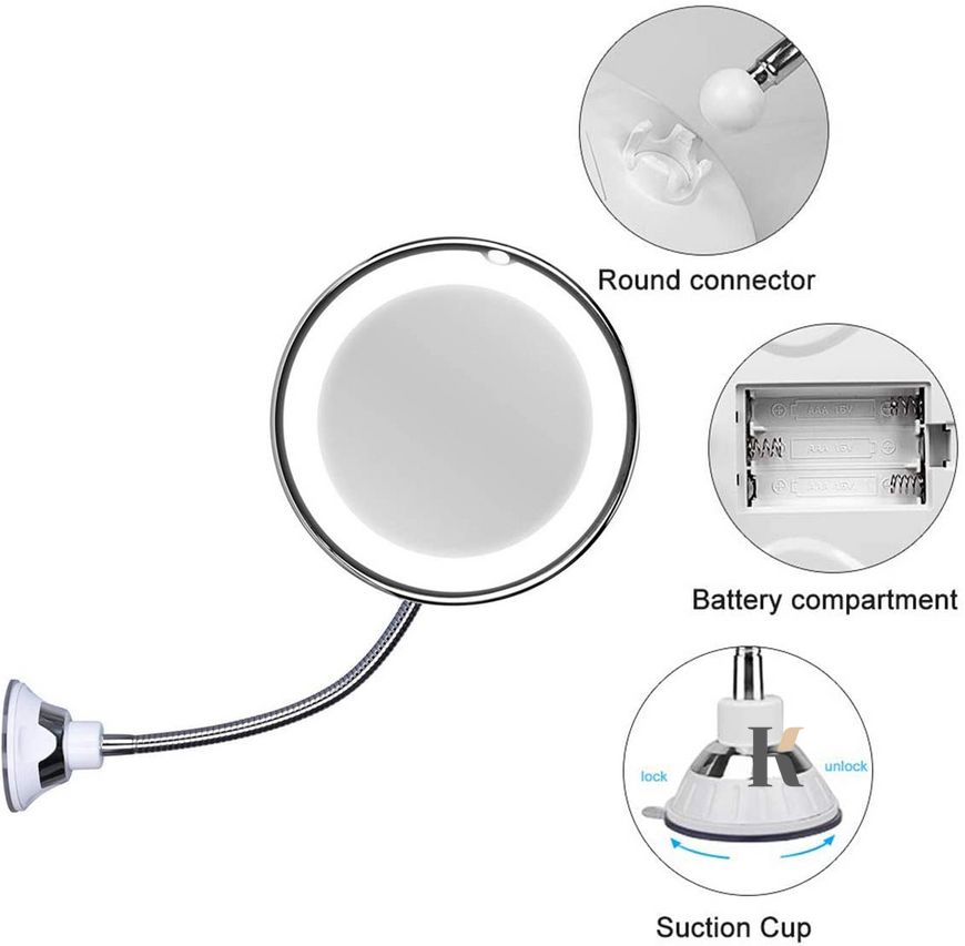 Купити Дзеркало з LED підсвічуванням кругле Flexible (WO-30) , ціна 164 грн, фото 2