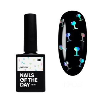 Купить Топ без липкого слоя с камифубуками NAILSOFTHEDAY Top Party №8 (10 мл, с голографическими бокалами) , цена 215 грн, фото 1