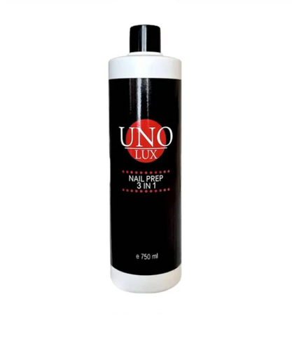 Купити Рідина UNO LUX Nail Prep 3in1 – для знежирення, зняття липкого шару, очищення кистей (750 мл) , ціна 242 грн в магазині Qrasa.ua