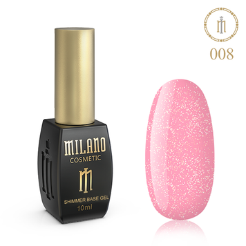 Купити Кольорова база для гель-лаку Milano Shimmer Base Gel 008 (10 мл, з шиммером, малиново-рожева) , ціна 140 грн, фото 1