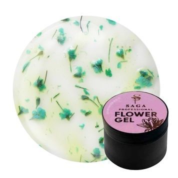 Купити Гель для дизайну Saga Professional Flower Fairy Gel №06 (5 мл, прозорий з світло-зеленими сухоцвітами) , ціна 200 грн, фото 1