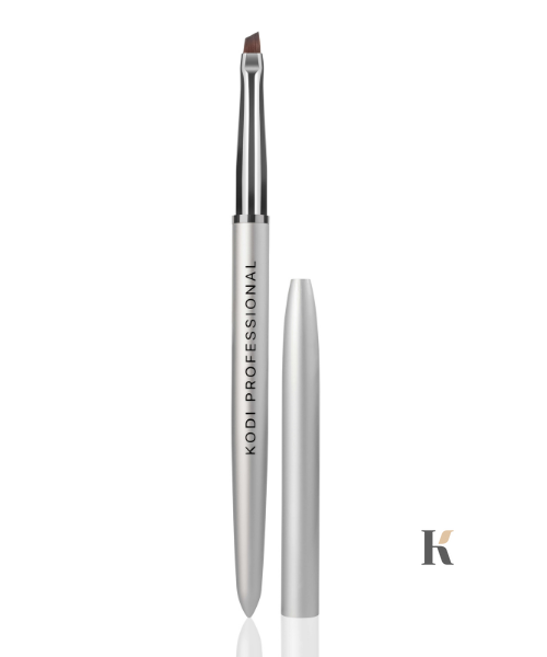 Купити Пензлик Kodi для гелевого моделювання нігтів (розмір: Angular #4, матеріал: металічна ручка, коричневий нейлоновий ворс) , ціна 302 грн, фото 1