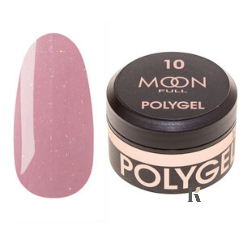 Полигель Moon Full Poly Gel №10, 15 мл Сочно-розовый с шиммером, 15 мл, шиммер/микроблеск