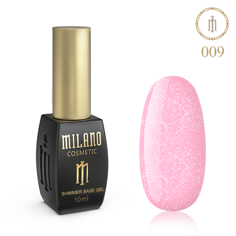 Купити Кольорова база для гель-лаку Milano Shimmer Base Gel 009 (10 мл, з шиммером, рожева) , ціна 140 грн в магазині Qrasa.ua