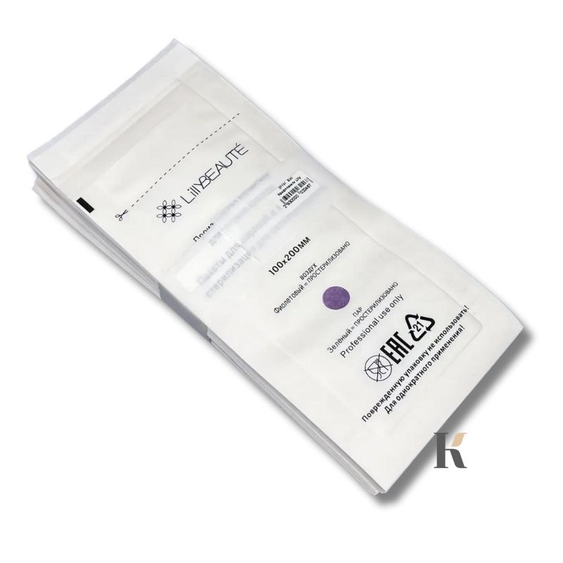 Купити Крафт-пакет для парової та повітряної стерилізації Lilly Beaute 100х200 мм 100 шт Білий , ціна 155 грн, фото 1