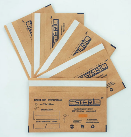 Купити Крафт-пакети Steril 75x150 мм з індикатором, 100 шт. , ціна 145 грн в магазині Qrasa.ua