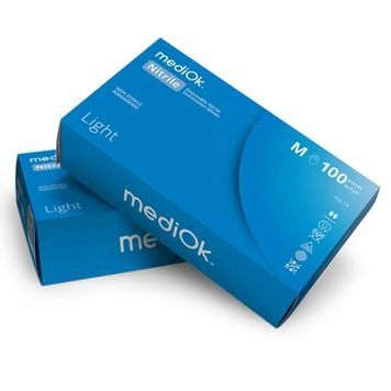 Купить Перчатки нитриловые MediOk Nitrile Light, голубые, 100 шт , цена 155 грн, фото 1