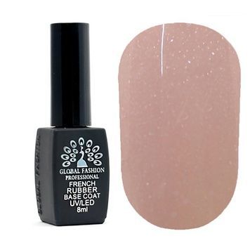 Купити Каучукова база для гель-лаку френч с шиммером "rubber base coat french", Global Fashion 8 мл №17 , ціна 129 грн, фото 1
