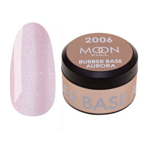 Купить База MOON Full Aurora Base №2006, 15 мл светло-розовая с шиммером , цена 210 грн, фото 1